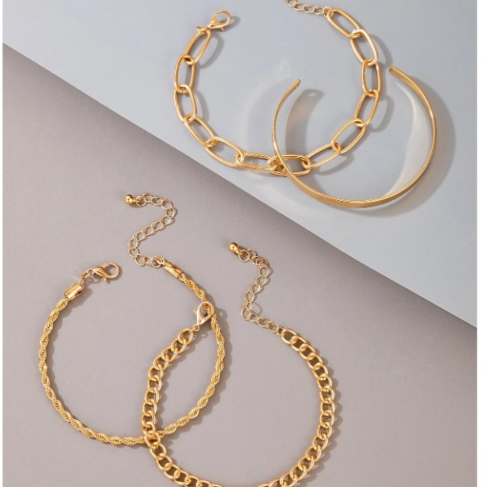 5 for $25 4 Piece Gold Color Bracelet Set - Picture 4 of 5